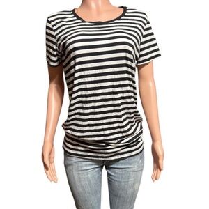 Heart Hips Monochrome Striped Short Sleeve Tee